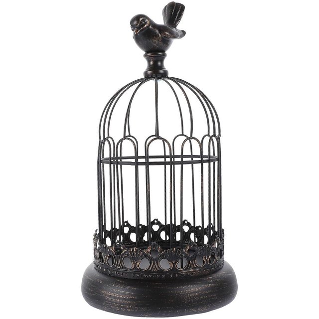 1pc Hollow Candlestick Birdcage Design Candle Stand Iron Candlestick Ornament