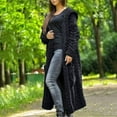 thumbnail image 4 of DDAPJ pyju 2024 Clearance Women Hooded Open Front Cardigan Sweaters, Fall Winter Casual Long Sleeve Cable Knit Long Cardigans Solid Color Soft Cozy Chunky Outwear Coats with Pockets, 4 of 7