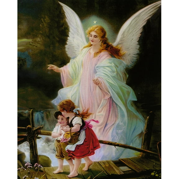 Catholic print picture - Guardian Angel 8 - 8" x 10" ready to be framed