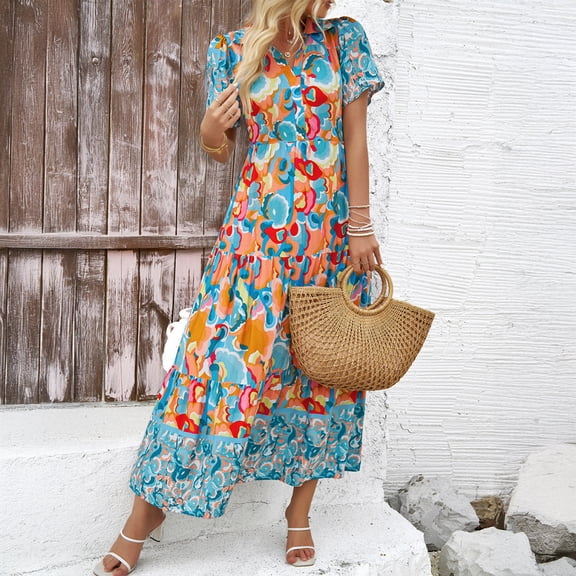 New Spring/Summer Resort Casual Printed Dresses for Women