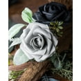 thumbnail image 5 of 25Pcs Artificial Roses Flowers Fake Roses with Stems Real Touch Foam Flowers for DIY Wedding Bouquet Baby Shower Centerpiece Floral Arrangement Party Home Decor(Black), 5 of 5