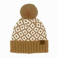 thumbnail image 2 of CC Diamond Pattern Faux Fur Pom Beanie, 2 of 5