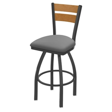 832 Thor 36" Swivel Extra Tall Bar Stool with Pewter Finish, Medium Back and Canter Folkstone Grey Seat