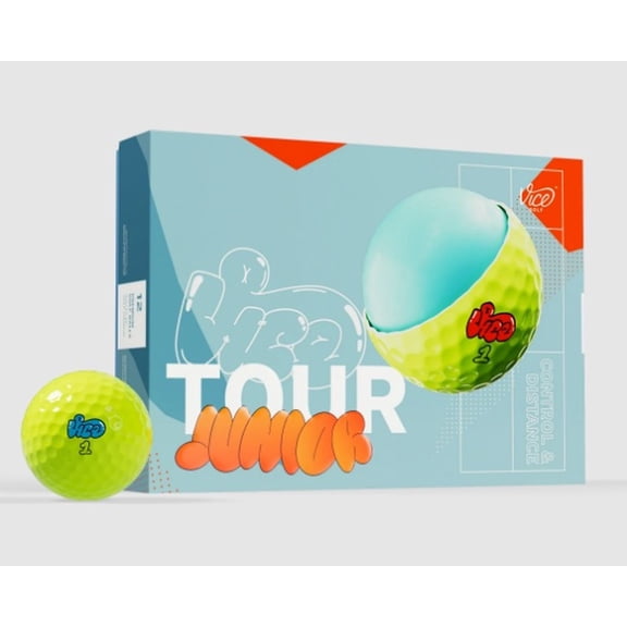 Vice Golf Tour Junior Golf Balls (Yellow, 12pk) 1 Dozen 2025 NEW