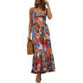 thumbnail image 2 of TRKIYQC Vestido sin mangas floral para mujer Dobladillo con volantes Vestido largo de fiesta sin espalda de verano para cóctel Ropa de calle de playa TRKIYQC  moda, 2 of 9