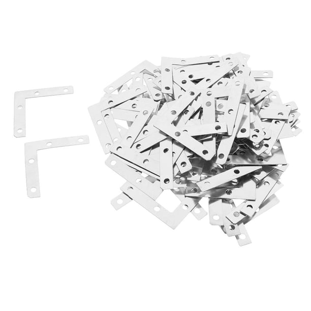 100 escuadras metálicas de 90 grados para esquinas de fotos, planas, en forma de L Plata