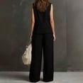 thumbnail image 5 of NMMUED Women's 2 Piece Outfits Linen Vest Waistcoat Dressy Casual Sets Wide Leg Pants Suits Black L, 5 of 7