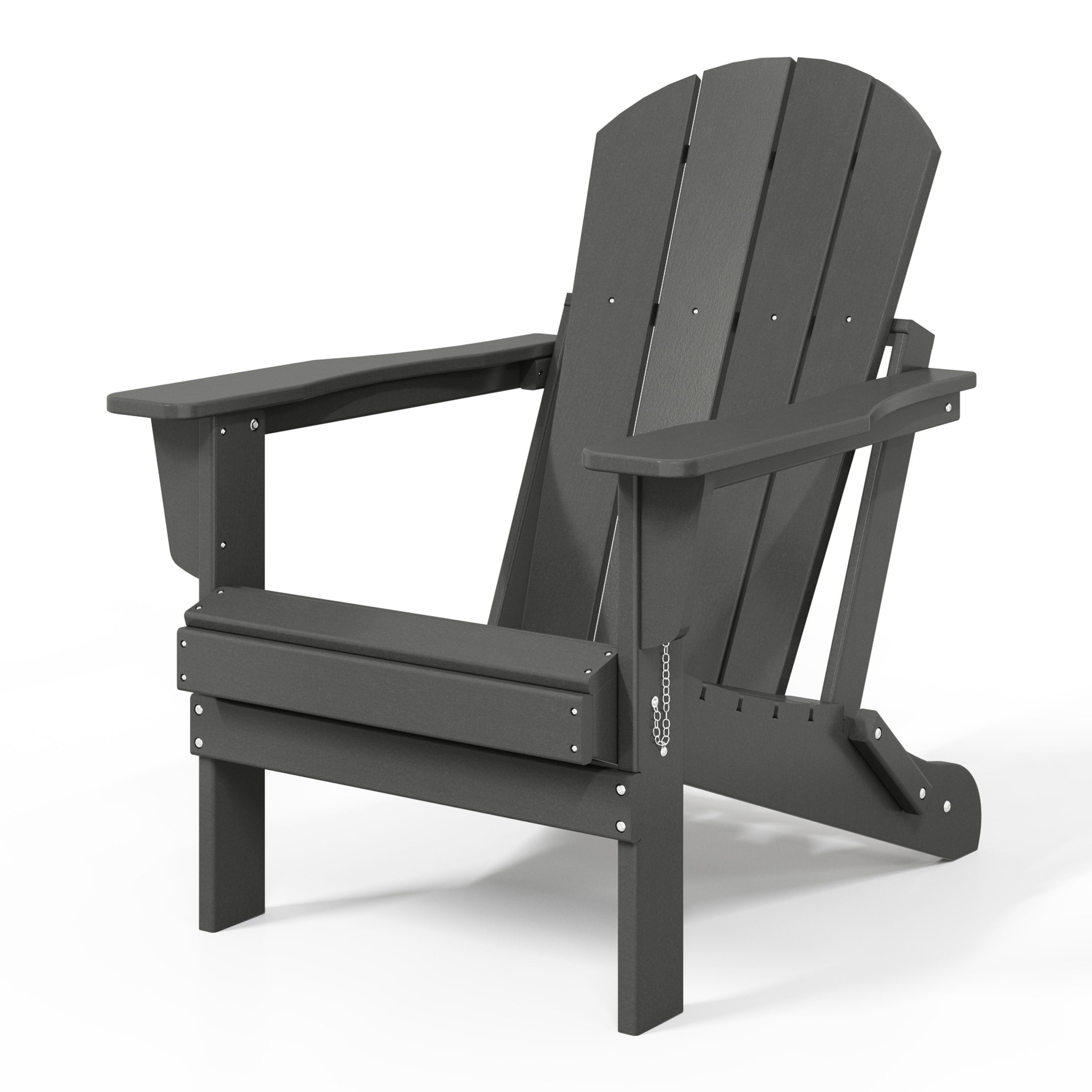 Polytrends  Laguna Weather Resistant Outdoor Patio Folding Adirondack Chair Gray Poly Synthetic Fiber, Plastic