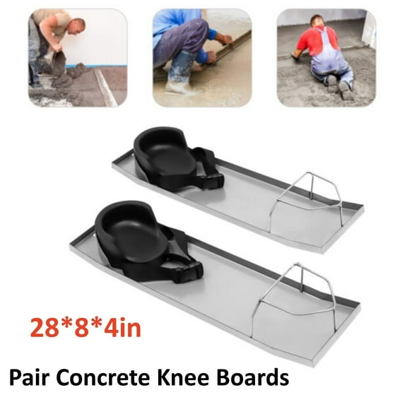 2Pcs 28" x 8" Concrete Slider Knee Boards Pair Sliding Boards Stainless w/Pads