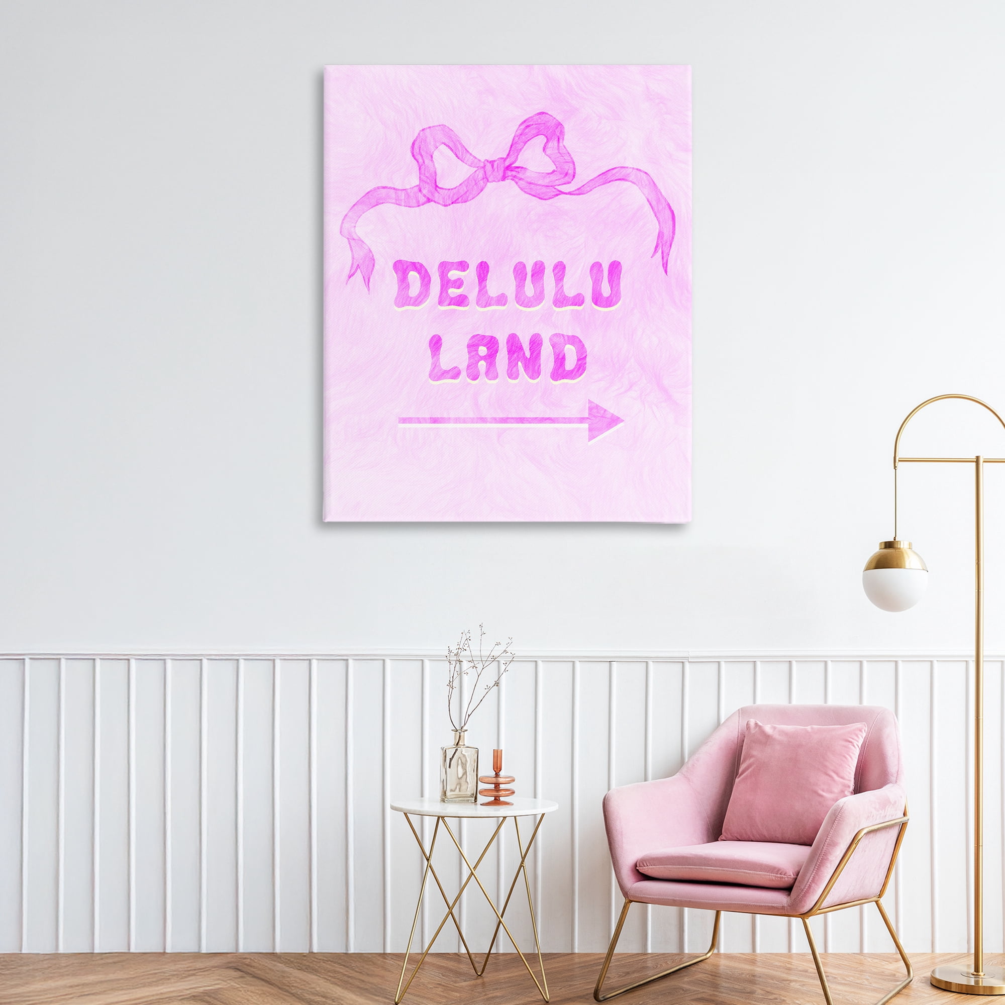 Stupell Industries Delulu Land Feminine Ribbon Canvas Wall Art, design by Ziwei Li