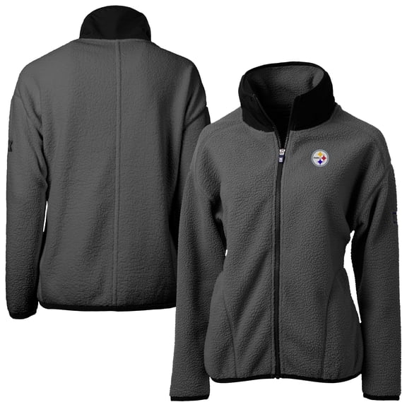 Women's Cutter & Buck Charcoal Pittsburgh Steelers Cascade Eco Sherpa Fleece Full-Zip Jacket