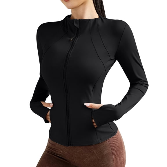 Alkepwun Sun Protection Clothing Women Long Sleeve Hoodless Mock Neck 3D-Cut Slim Full Zip Athletic Jackets UPF 50  Golf Athletic Lightweight Coat with Pockets