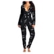 thumbnail image 1 of Pijama con estampado de nota Musical para mujer, mono Bodycon con abotonado, ropa de dormir abotonada con solapa en el trasero, combinación para mujer, 1 of 4