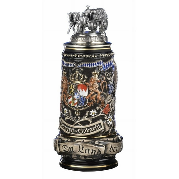 German Beer Stein black Bavaria Stein, 0.5 liter tankard, beer mug.