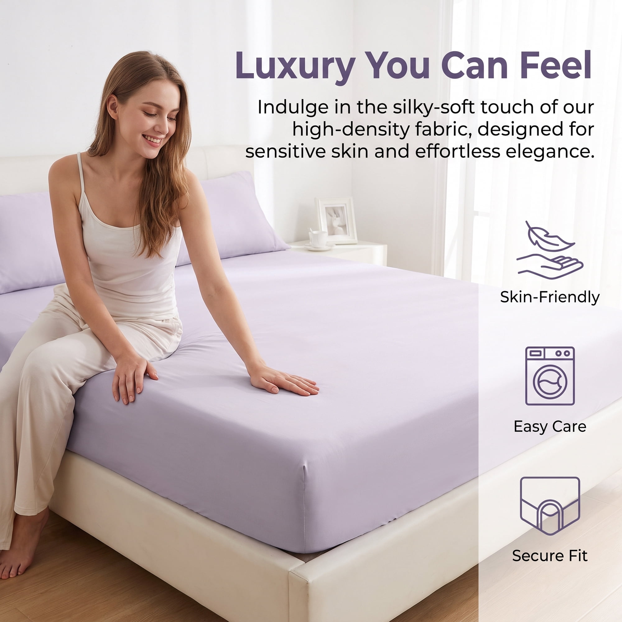 Unique Bargains Microfiber Bed Sheets Cooling for Comfortable Sleep 59.1"x78.7" Purple