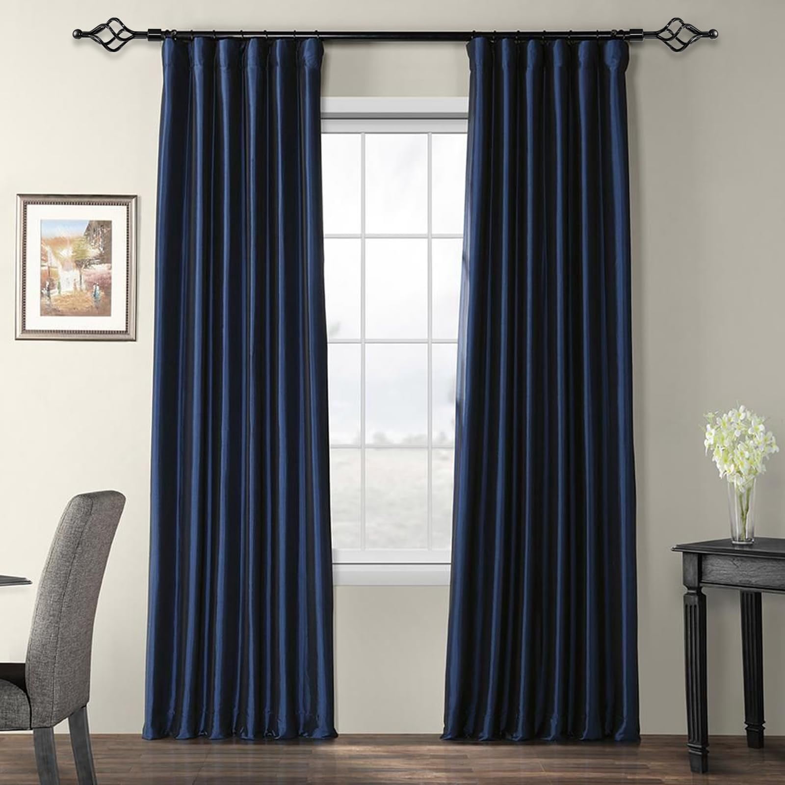 Urbanest Forged Iron Birdcage Curtain 3/4" Rod, Black, 48"-84"