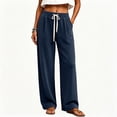thumbnail image 4 of Corduroy Pants for Women Baggy Wide Leg Casual Drawstring Elastic Waist Barrel Loose Trousers with Pockets Navy M, 4 of 6