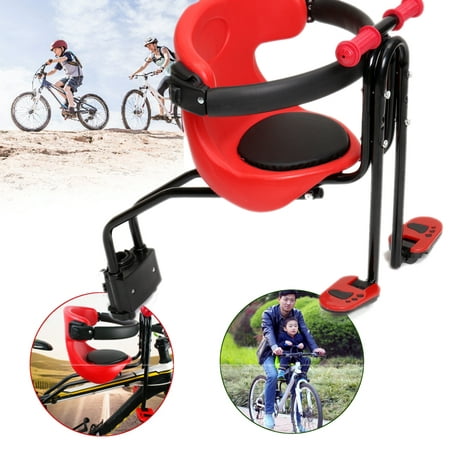 Mrosaa Bicycle Baby Seat Kids Child Safety Carrier Front Seat Saddle Cushion with Back Rest Foot Pedals Carrier Up to (Best Baby Bike Seat)