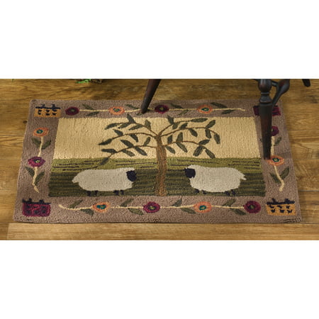 Willow and Sheep Hooked Rug