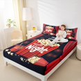 thumbnail image 4 of Manfei Vintage Cinema Tricket Queen Sheet Sets, Black Red Popcorn Filmstrip Flat Sheet, Movie Theater Theme Queen Fitted Sheet, Breathable Home Decor, 4-Piece, 4 of 7