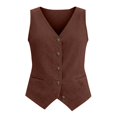 thumbnail image 4 of Gsakboxl Tank Tops for Women 2026 Old Money Style Pocket Button Down Cotton Linen Sleeveless Vest Loose Fit Lightweight Breathable Fashion Summer Layering Tank Top Blouse Coffee L, 4 of 8