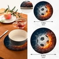 thumbnail image 3 of SKYSONIC Soccer Ball Fire Water Pot Holders Set Trivet Hot Pads Potholder Cotton for Kitchen Weave Pot Mat Cooking Baking Decor Home, 3 of 7