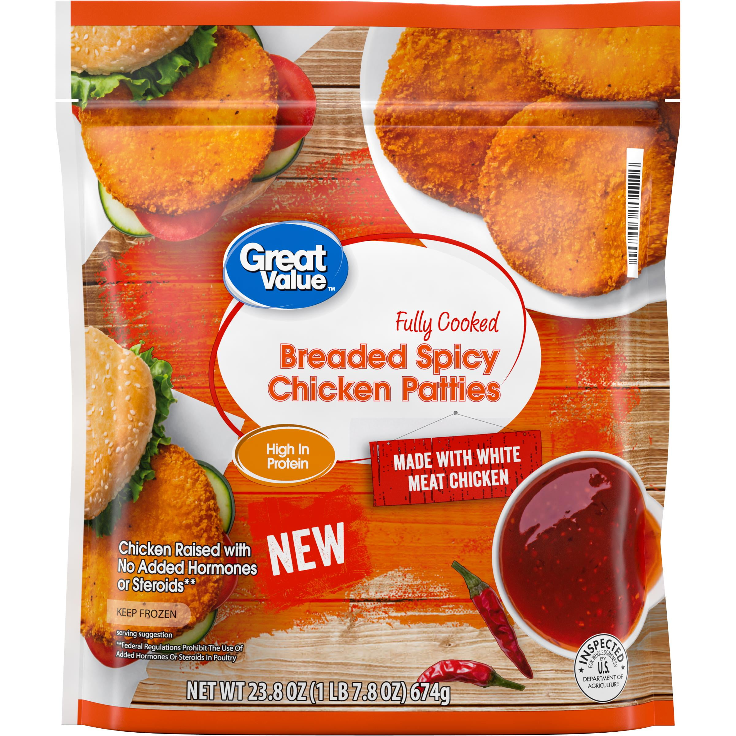 Great Value Chicken Breast Patties Breaded, Oz (Frozen), 08/20/2022