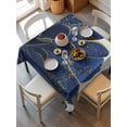 thumbnail image 6 of Navy Blue Gold Table Cloth, Abstract Line Art Troditional Ink Painting Waterproof Tablecloth for Square Tables, Reusable Washable Fabric Table Cover for Restaurant Kitchen Dining Tables 54"x54", 6 of 6