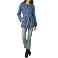 thumbnail image 5 of DARING DIVA Woman's Boyfriend Tie Waist Denim Jacket with Pockets M Blue, 5 of 7