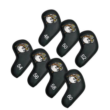 7Pcs Golf Iron Club Head Covers Golf Wedge Covers Set pilots Pattern PU Leather 48-60 Waterproof Golf Iron Headcover Men Women Protector whiet