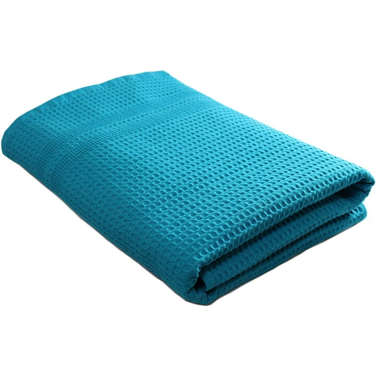 Gilden Tree Waffle Weave Hand Towels for Bathroom Quick Drying Lint Free Thin, Classic Style (Aqua)