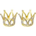 thumbnail image 1 of 2 Pieces Crown Cake Toppers Birthday Wedding Cake Mini Crown Ornament Festival Party(silver), 1 of 5