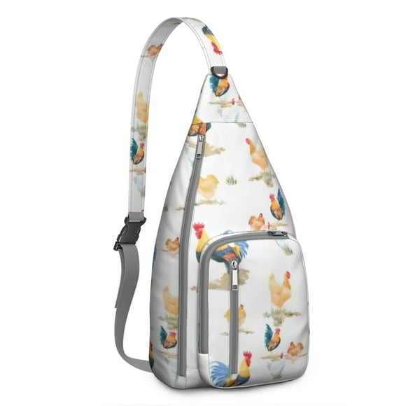Sac à Dos à Bandoulière Animaux de Ferme Dessin Animé – Sac Bandoulière Imprimé Poule et Oeuf, Sac de Jour Extérieur Tendance