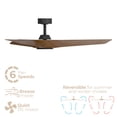 thumbnail image 3 of Glide 52in 3-Blade Smart Ceiling Fan 2700K-6000K CCT Tunable Range LED Light Kit with Remote Control and Black Hardware with Walnut Blades Works With iOS or Android App, 3 of 10
