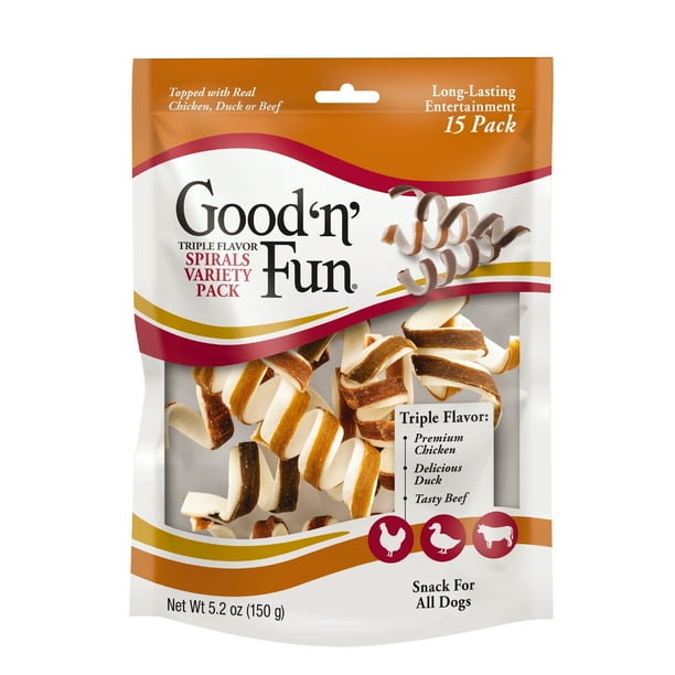 Good 'n' Fun Spiral Dog Chews, 15 Dry Treats