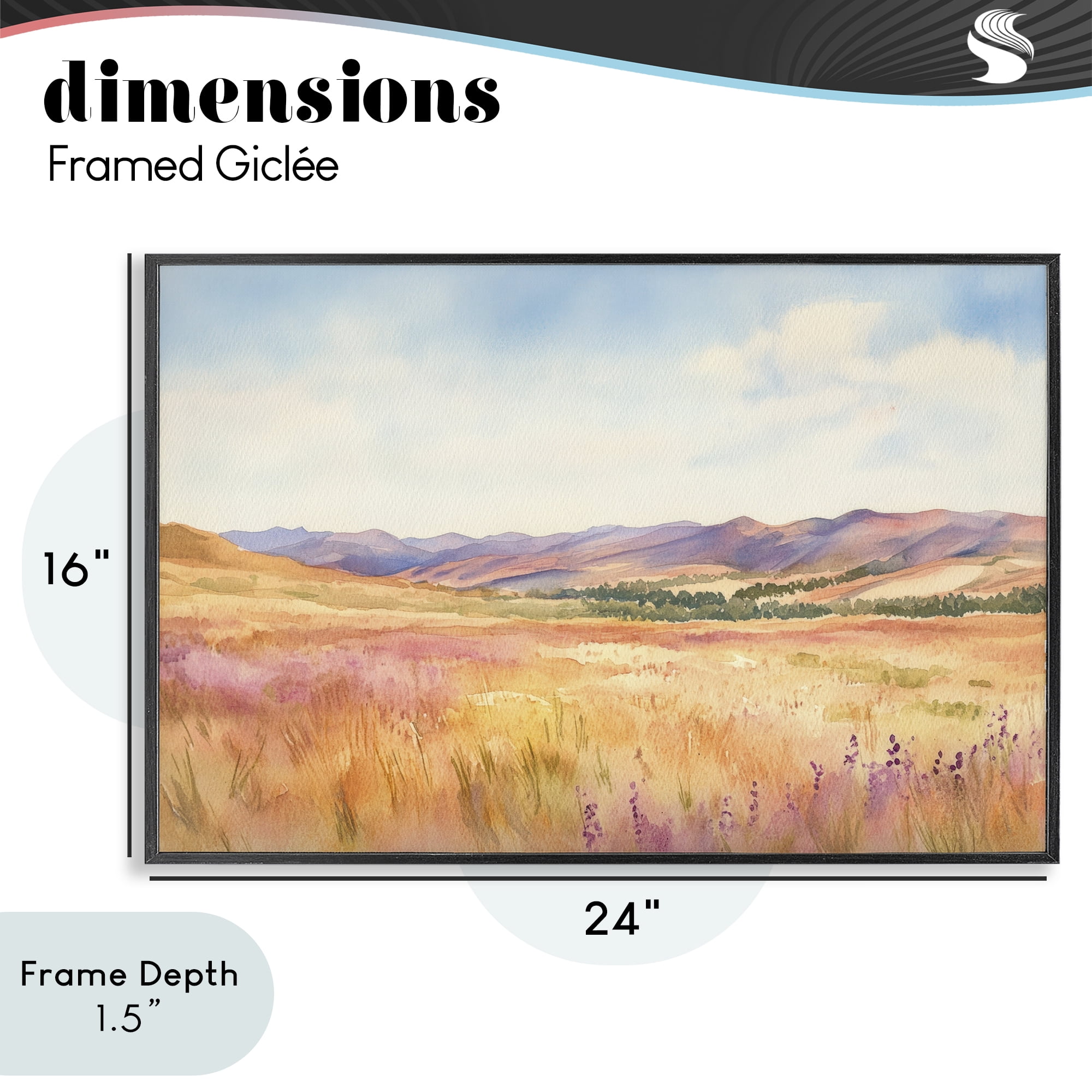 Stupell Industries Pastel Valley Panorama Black Framed Giclee Art, design by Petal Prints Design