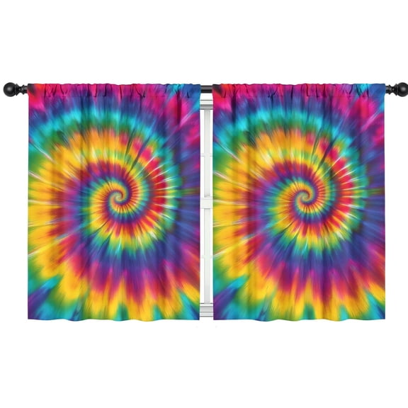 Blackout Kids Curtains,Rainbow Tie Dye Mandala Pattern Childrens Insulated Curtains Set Of 2,Bedroom Essentials,Toddler Room Decor 42"x54"