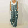 thumbnail image 3 of RYKJLWY Jumpsuits for Women Casual Womens Pants Overalls Rompers Daisy Print Buttons Suspender Jumpsuit Summer Rompers for Women 2024(Green,XL), 3 of 5