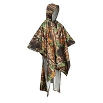 Xfvqtps Mens and Womens Rain Poncho with Hooded Long Reusable Camouflage Adjustable Drawstring Waterproof Hiking Fishing Camping Cycling Outdoor Activities Rain Jackets Raincoat Camouflage