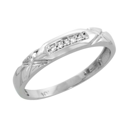 Cut Diamond Ring Band - 10k White Gold Ladies Diamond Wedding Band Ring 0.03 cttw Brilliant Cut, 1/8 inch 3.5mm wide