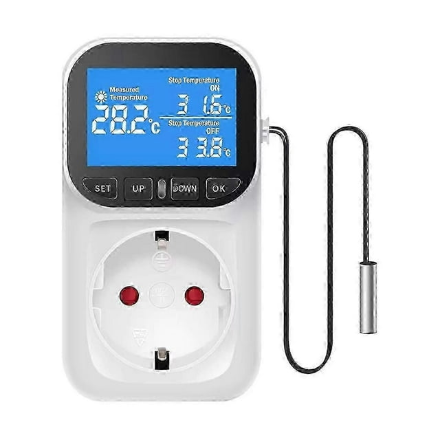 Digital Temperature Controller Socket Outlet Thermostat with Time Sensor Probe Heating Cooling Switc