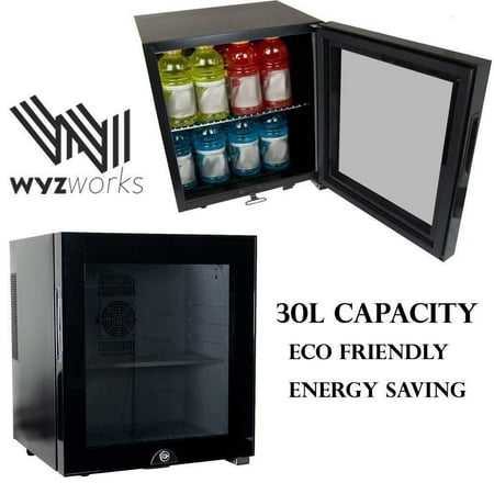 WYZworks 30L Stainless Steel Refrigerator Semiconductor Energy Saving Locking Glass Door Wine Spirits Beer Cooler Fridge (Best Energy Saving Refrigerator)