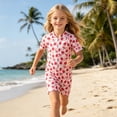 thumbnail image 6 of Ludearly Girls Rash Guard Swimsuit One Piece Short Sleeve Front Zipper Swimwear UPF 50+ Bathing Suits 9-10 Years&Multicolour#01, 6 of 9