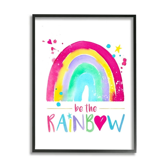 Stupell Industries Modern Rainbow Splash Inspirational Painting Black Framed Art Print Wall Art, 11 x 14