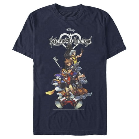 Men's Kingdom Hearts Coded Box Art Graphic Tee Navy Blue X Large
