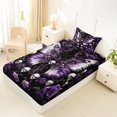 thumbnail image 4 of Homewish Halloween Horror Skull Twin Sheets,Purple Rose Butterfly Bedding,3 Pieces,1 Fitted Sheet and 1 Pillowcase, 4 of 6