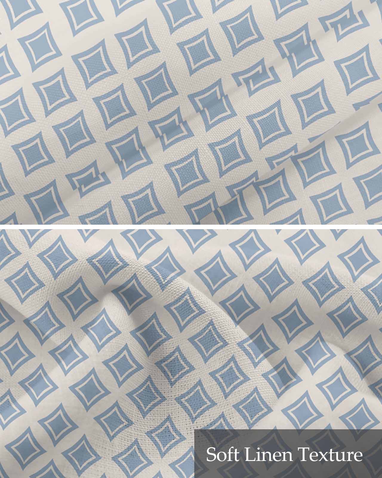 Abstract Blue Linen Curtain Valance for Bedroom/Bathroom/Kitchen/Office/Living/Dining Room Windows,Geometric Simple Modern Boho Art Rod Pocket Topper Drapes Decorative Cafe Drapery Panel 60x18