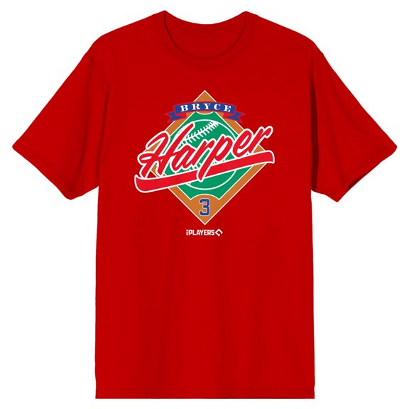MLBPA Bryce Harper Baseball Field Adult Red Crew Neck Short Sleeve T-shirt-XXL