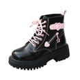 thumbnail image 2 of KEVCHE Women's Slip on Ankle Boots, British Front Lace Up Platform Round Toe Short Boots with Breathable Lining and Cushion Sole, Trendy Boots for Daily Wear, 2 of 6