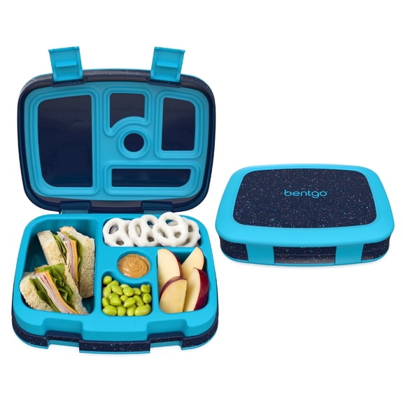 Bentgo Kids 5-Compartment Lunch Box - Confetti Design for School, Ideal for Ages 3-7, Leak-Proof, Drop-Proof, Dishwasher Safe, & Made with BPA-Free Materials (Confetti Edition - Abyss Blue)